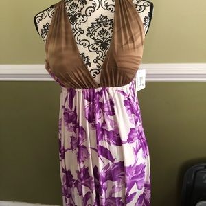 Brand new sexy summer dress purple brown and white